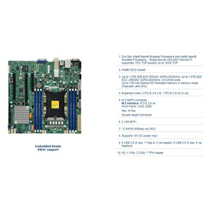 X11SPM-TPF 6DIMM microATX सर्वर मदरबोर्ड चिपसेट C622 <span class=keywords><strong>2</strong></span> 10G SFP + - Product Image 3