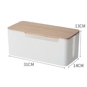 กล่องจัดเก็บสายไฟ สายเคเบิล สายไม้ไผ่ พร้อมที่จัดระเบียบ - Product Image 2