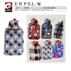 Elastic Fit Hot Water Bottle Large Size Plaid Pattern Mixed Colors 6 Pack - Product Image 3