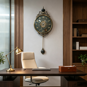 <span class=keywords><strong>Orologio</strong></span> da Parete <span class=keywords><strong>a</strong></span> <span class=keywords><strong>Pendolo</strong></span> in Bronzo Antico con <span class=keywords><strong>Ingranaggi</strong></span> <span class=keywords><strong>a</strong></span> Vista, <span class=keywords><strong>Orologio</strong></span> Silenzioso al Quarzo con Conchiglia di Abalone per Arredamento Europeo - Product Image 3