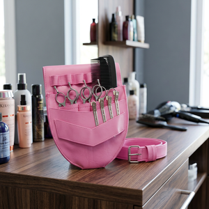 Estuche para herramientas de peluquería rosa con tijeras, peines y funda para tijeras de corte, bolsa de cintura para set de herramientas de barbero - Product Image 2