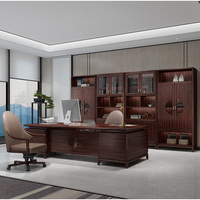 Bureau de direction de luxe finition noyer noir, nouveau mobilier de bureau chinois pour Président/Chargé de tâches, pour immeuble de bureaux moderne et traditionnel