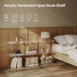 Estantería geométrica acrílica transparente personalizada de fábrica, estantería de exhibición abierta de 3 niveles para entrada, oficina, sala de estar, dormitorio - Product Image 5