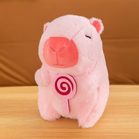 Peluche Capybara Kawaii avec sucette, jouet en peluche doux et moelleux tenant un bonbon, Capybara relaxé, cadeau d'anniversaire pour filles
