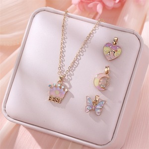 Toptan moda damla yağ kelebek taç kolye kolye sevimli tavşan çocuklar için kız sevimli karikatür kolye çocuk takı hediye - Product Image 3