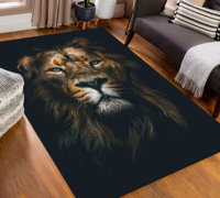 Tapis Lion Noir de Designer Tapis de Sol à Imprimé Animal Taille Personnalisée Tapis de Luxe de Salon Personnalisé Tapis Moderne de Designer