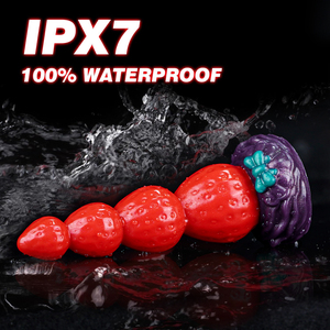 هزاز جيلانس فانتازي على شكل فراولة مع كأس شفط، سدادة شرجية سيليكونية على شكل وحش لطيف بـ 4 عقد، ألعاب جنسية شرجية لعيد الميلاد - Product Image 5