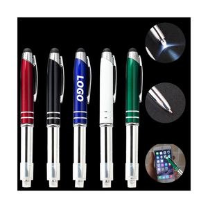 ปากกาสไตลัส LED 3-in-1 ปากกาลูกลื่นโลหะอเนกประสงค์ พร้อมโลโก้สั่งทำ สำหรับของขวัญส่งเสริมการขาย ขายส่งจำนวนมาก - Product Image 1