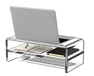 Support d'écran en acrylique à double couche, rehausseur d'<span class=keywords><strong>ordinateur</strong></span> transparent, organisateur de rangement de bureau - Product Image 4