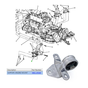 Soporte de Motor Delantero y Trasero 4861295AB Compatible con Chrysler Voyager, Caravan, Chrysler Town Country 3.3L 2001-2010 04861295AB - Product Image 3