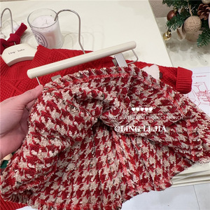Girls Winter Sweater Set Thick Knitted Top And Skirt Checkered Cartoon Pattern Cotton Children Outfits - Product Image 4