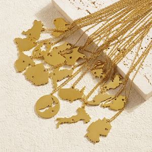 Collar de Cadena con Colgante de Mapa del Mundo Personalizado al por Mayor, en Oro, Plata y Oro Rosa, de Acero Inoxidable, para Hombre y Mujer - Product Image 2