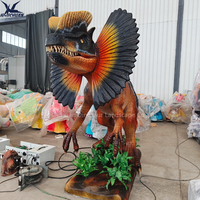 Statue de dinosaure mécanique animatronique grandeur nature Dilophosaurus, à mouvement automatique, avec moteur à capteur, pour parc à thème Dino, à vendre