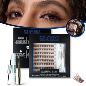 Kit d'extension de cils DIY avec cils segmentés marron et bouquets de cils mixtes, faux cils en grappes <span class=keywords><strong>pour</strong></span> la maison et le salon - Product Image 1