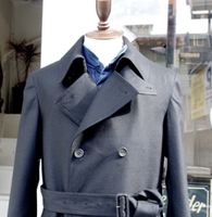 Manteau d'automne pour hommes de haute qualité marine foncé Long polyester coton Trench pardessus avec ceinture à Double boutonnage nouveau Design Long