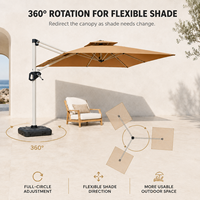 Parasol romain inclinable à rotation 360 degrés, 2,5 m, 3 m, mât en aluminium de 77 mm, double toit en PU de 180 g pour terrasse de restaurant