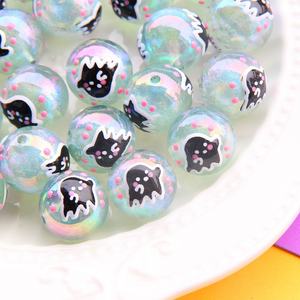 Cartoon Muster Kindheit gemalt Runde Kunststoff Charm Perlen mit Loch für Kinder Schmuck Ornamente - Product Image 2