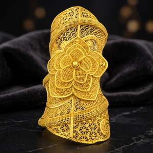 Wholesale 14K18K24K Gold Plated Wide Kada Intricate Floral Openwork Forming Kada Bracelet Dubai Style Arabic <b>Bridal</b> Kada Jewelry - Product Image 2