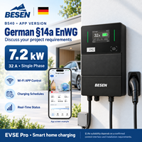 Chargeur domestique pour véhicules électriques allemand 14a EnWG Ready 7,2 kW 32A Type 2 avec contrôle par application Wi-Fi et écran tactile