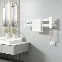 Sèche-serviettes électrique mural en fibre de carbone et aluminium spatial, avec 2 barres, design moderne, pour salle de bain