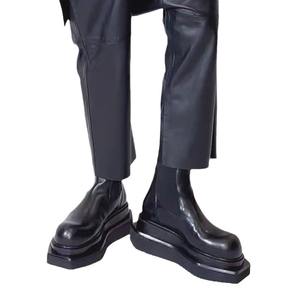 <span class=keywords><strong>Bottines</strong></span> à plateforme double couche personnalisées Xinzirain, cuir Nappa noir de haute qualité, cuir véritable, semelle épaisse, hauteur accrue - Product Image 5