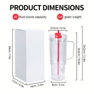 Custom Double Wall Leak-Proof Bpa Free <b>Plastic</b> Mug Travel Tumbler Reusable Lid 40Oz Snow Globe Anc Handle <b>Straw</b> Type - Product Image 2