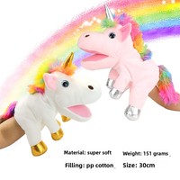 Marionnette Licorne en Peluche Courte pour l'Éducation Précoce, Jouet en Fibre de Polyester, Vente en Gros en Stock pour la Maternelle