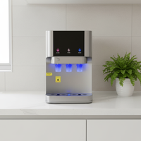 Distributeur d'eau de comptoir en plastique avec 3 robinets, lumière LED nocturne, réservoir froid et chaud en SUS304 pour hôtel et usage domestique