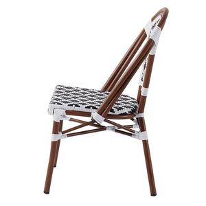 Chaises de bistrot en rotin pour café de jardin, restaurant, terrasse extérieure, style français, avec rayures blanches et noires, en aluminium - Product Image 2