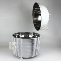 Nouveau design – Plat de service blanc en acier inoxydable 8L avec cadre perforé – Chauffe-plat pour buffet d'hôtel, mariage et traiteur