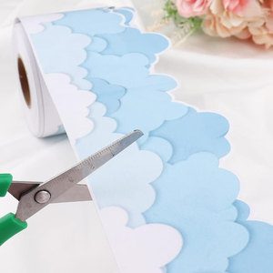 สติกเกอร์ตกแต่งขอบกระดานดำแบบเป็นมิตรกับสิ่งแวดล้อม DIY ลายคลื่นสีฟ้า สติกเกอร์แบบมีกาวในตัวสำหรับสมุดภาพ - Product Image 2