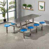 Ensemble table et chaises pliantes en acier inoxydable pour cafétéria scolaire et restaurant, sièges multi-personnes pour les commerces à service rapide