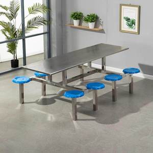 Stainless Steel School <strong>Cafeteria</strong> &amp; Restaurant Dining Table and Chair Set Foldable Multi-Person Seating for Fast-Service Stores - Product Image 3
