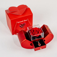 Rose éternelle préservée dans une boîte à bijoux style pomme pour cadeau de la Saint-Valentin, cadeaux de mariage, cadeaux pour femmes