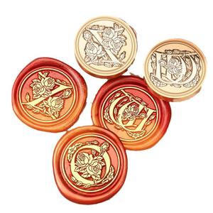 Cabezas de sello de cera con diseño de letras del alfabeto de rosas, 26 letras, diseño de cobre para decoración - Product Image 5