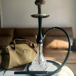Chicha artisanale en bois de qualité supérieure avec base en verre |   Design classique de style Wookah pour une utilisation à domicile et dans les salons commerciaux - Product Image 2