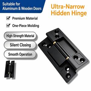 Mini Single <b>Side</b> Concealed Hinge 77x28x8mm Matte <b>Black</b> Zinc Alloy Invisible Hinge for <b>Cabinet</b> and Hotel Extremely Narrow Door - Product Image 2