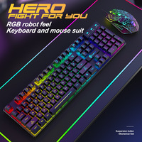 Honcam Oem Rgb oyun tam boyut 104 tuşları arkadan aydınlatmalı Usb kablolu oyun klavyeler ve fare Combo