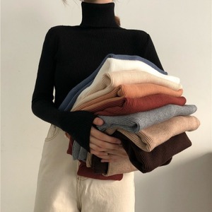 Maglione Donna Autunno Inverno 2025, Nuovo Stile Coreano Aderente con Collo Alto e Maniche Lunghe - Product Image 1