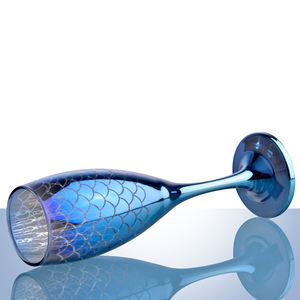 FLY-Juego de 3 piezas de vidrio hecho a máquina, con Color azul y grabado <span class=keywords><strong>l</strong></span>áser, patrón de báscula de pescado, alta calidad, venta al por mayor, 2021 - Product Image 5