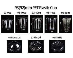 9 10 12 14 16 20 24 oz Clear <b>Plastic</b> <b>Cups</b> PET Disposable Cold <b>Drink</b> Boba Tea <b>Cup</b> Crystal Perfect for Ice Cream with Dome Lid - Product Image 4