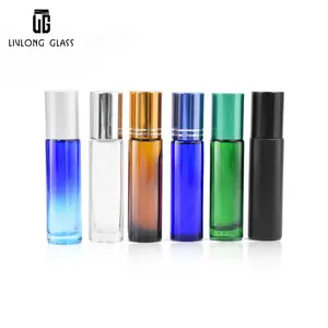 colorful matte painting pink rainbow hot sale roller on glass bottle for perfume little easy to carry 5ml 10ml 15ml with cap