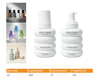 Bouteille Pompe en Mousse à Design Vague avec Logo Personnalisé 350ml, Emballage Cosmétique Vide Rechargeable en PET pour Lotion et Nettoyant Visage, Idéal pour Vente en Gros aux Marques