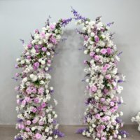 Arche de mariage en fleurs artificielles en soie réalistes pour décoration événementielle en gros