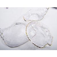 Assiette en verre sodocalcique écologique vintage de luxe avec bord doré, diamètre 20,5 cm, transparente, logo personnalisé, promotionnelle