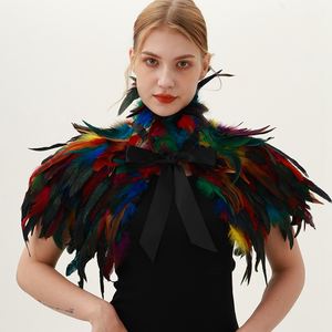 Écharpe de luxe en dentelle à plumes pour femme, style punk gothique, pour Halloween, cosplay, châle, cape, <span class=keywords><strong>col</strong></span> d'épaule, couleur personnalisée confortable - Product Image 2