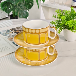 European Style Light Luxury Minimalist Yellow Bone China Coffee Cup with Afternoon <b>Tea</b> and <b>Gift</b> Box Eco-Friendly 200mL - Product Image 6