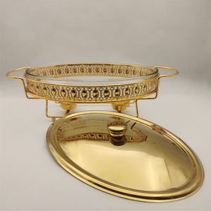 סט מחממי מזון מפוארים מנירוסטה, צלחות הגשה אובליות, סיר חם למסיבת חתונה - Product Image 5