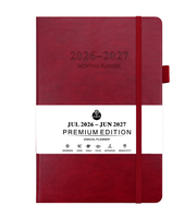 Agenda mensuel A5 en cuir PU 2026-2027, grand format, avec logo personnalisé, pour entreprise, avec marque-page en ruban 3470