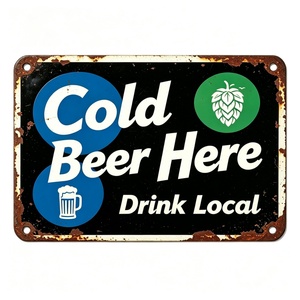 Letreros Metálicos Vintage de Cerveza Fría al por Mayor, Placas Retro de Cerveza Local para Decoración de Paredes de Bares, Cafeterías y Cuartos de Hombre - Product Image 2